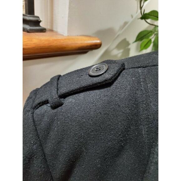 Alpine Swiss Men's Trench Black Wool Double Breasted Long Sleeve Pea Coat 2XL - Picture 5 of 11